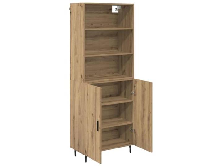 Fisinber Highboard Artisan-Eiche mit Glastüren, 69,5x34x180 cm, 2-teilig Stilvoller Geschirrschrank aus Holzwerkstoff für Wohnzimmer und Esszimmer, bietet großzügigen Stauraum und sicheren Halt.