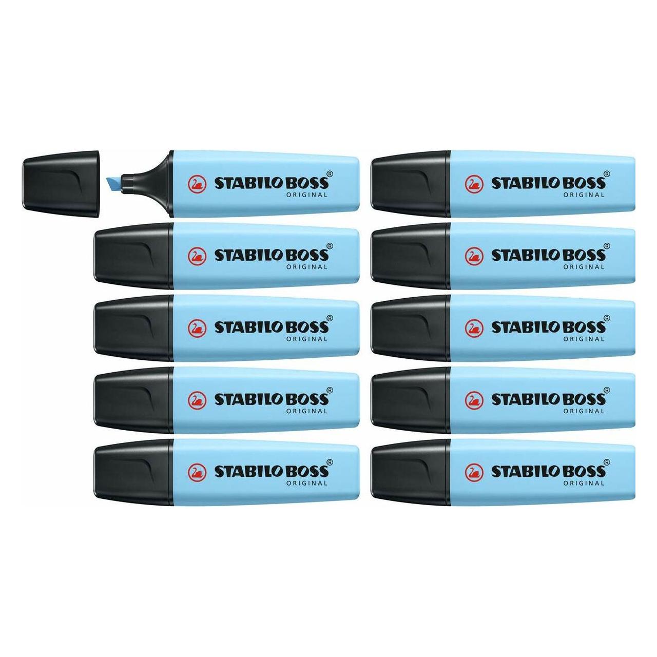 Stabilo Textmarker - BOSS ORIGINAL Pastel - 10er Pack - himmlisches Blau (10x) (70/112)
