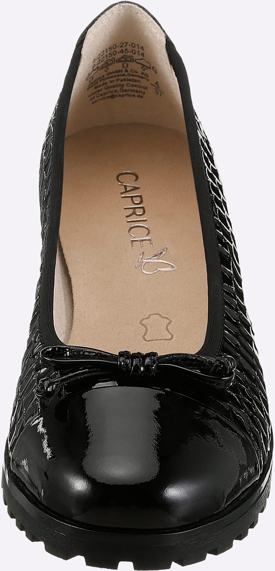 Ballerina CAPRICE, Damen, Gr. 42, schwarz, Lackleder, Schuhe Ballerina schwarz 42