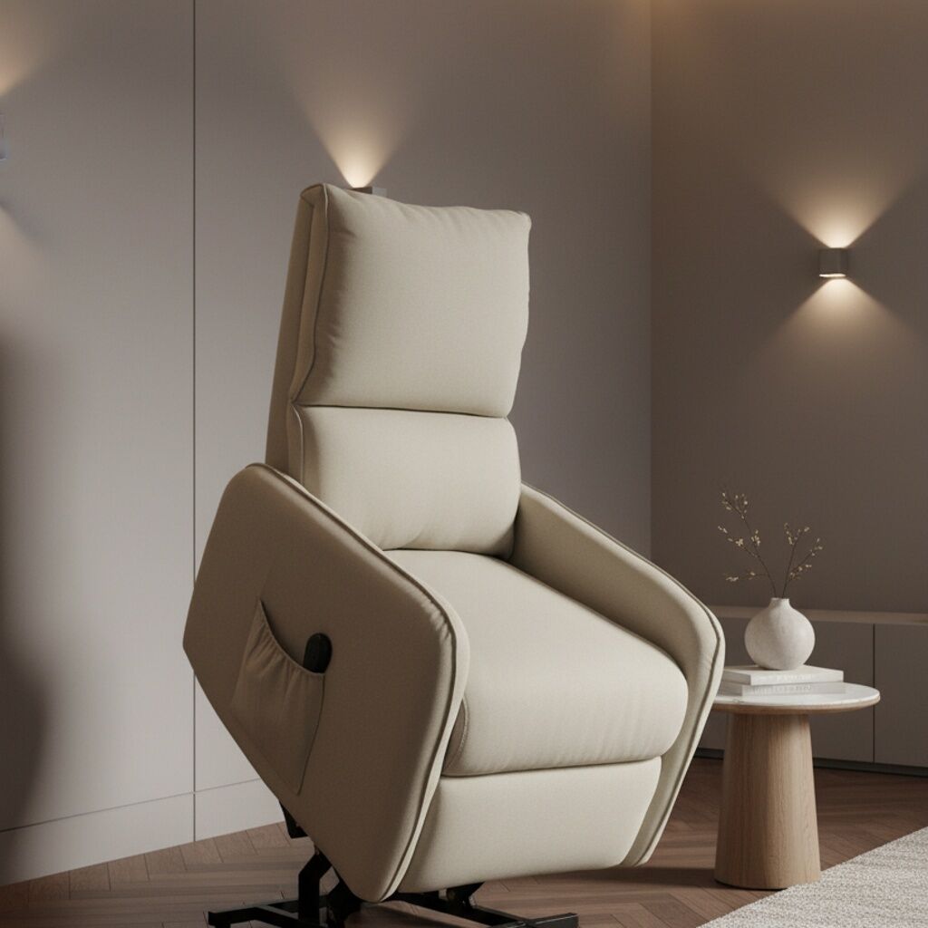dechome 0bgj642 Poltrona Per Anziani Elettrica Alzapersone Reclinabile In Tessuto 62x86.5x98 Cm Colore Beige