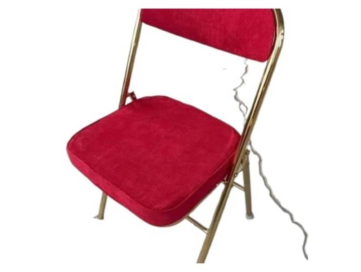 Zymjzbetic Klassischer, platzsparender Café-Stuhl mit Samtrücken Unterstützen Sie das Küchen-Ess-Set, tragbar, zusammenklappbar, Haushalt for Zuhause(Red-gold)