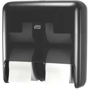 Tork Toilettenpapierspender OptiServe, 558052, T7 System, aus Kunststoff, für 4 Kleinrollen, schwarz