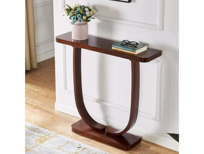 LEUBDIBR Moderner Massivholz‑Konsolentisch, schmaler Eingangs‑Sofatisch Massivholz‑Verarbeitung, Zapfen‑und‑Loch‑Verbindung, stabile Struktur(Dark Walnut,110cm/43.3in)