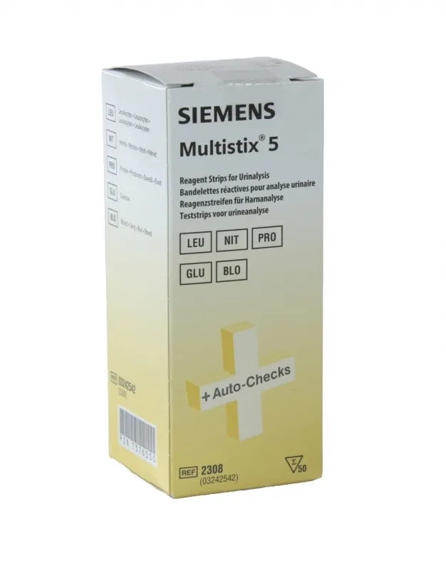 Siemens Healthineers AG Multistix 5 Urintstreifen (50 Stück) mit 5 Parametern 03242542