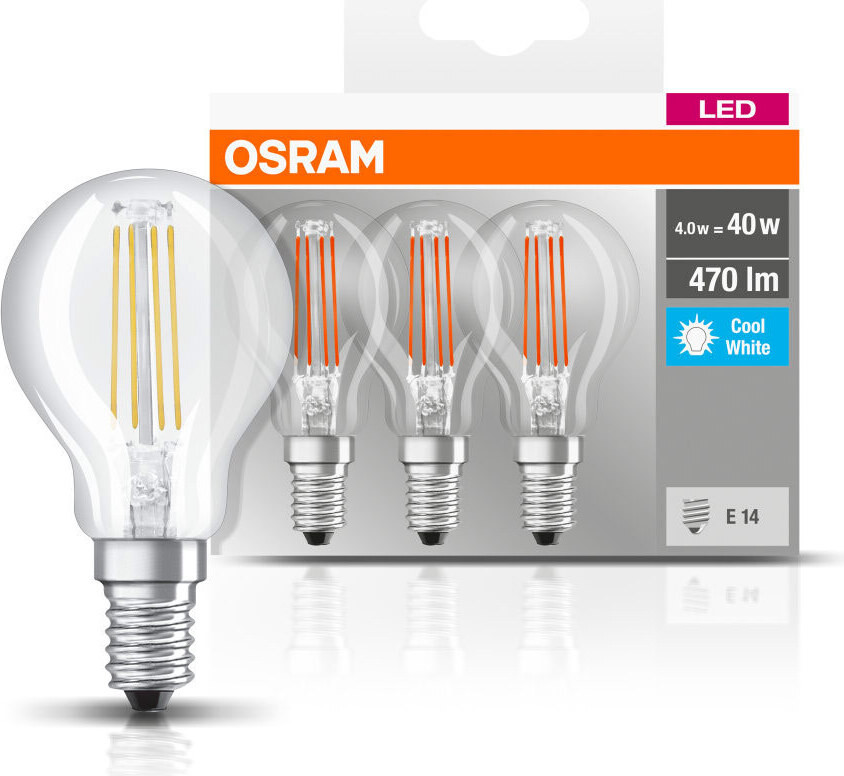 Osram LED Filament Lichtbron Druppel 4W E14 Helder 470lm Neutraalwit 4000K (10+2 stuks)