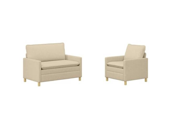 Modernes Sofa aus cremefarbenem Stoff, 2-teilig, rechteckig mit Stabiler Metallboden, Bezüge mit Reißverschluss, weich gepolstert, minimalistisches Design, einfache Pflege