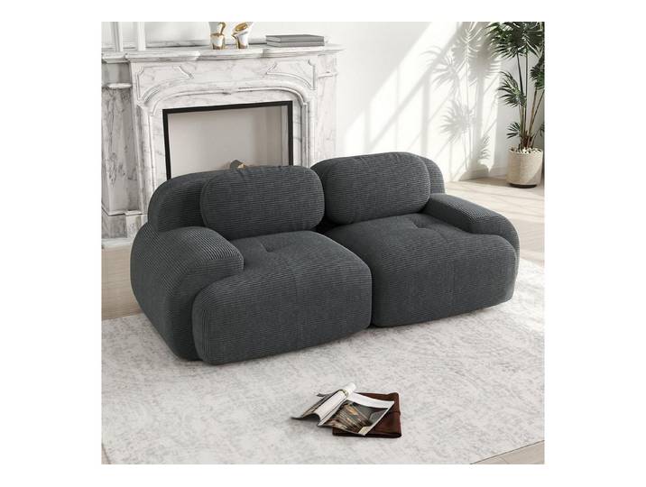 LuxusKollektion 2-Sitzer 2 Sitzer Sofa Cordstoff Wohnzimmer Büro Montage Grau A-2 Sitzer