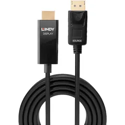 Lindy Videokabel DisplayPort / HDMI (0.50 m), Videokabel, Schwarz