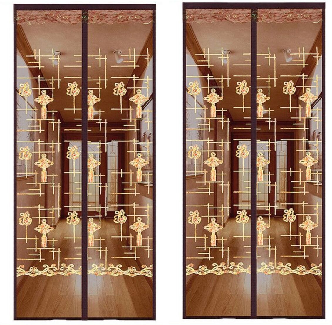 INF Rideau de porte magnétique avec broderie, 85 cm x 200 cm