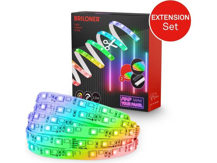 Briloner Pimp your Panel LED Strip\, kit d'extension RGB\, Pimp your Panel\, raccourcissable\, autocollant\, blanc\, 260 x 1 cm