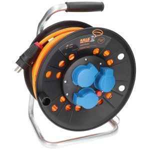 Kalle-das-Kabel Kabeltrommel 118019, für außen IP44, 3x Schutzkontaktsteckdosen, Kabeltyp H07BQ 2,5 mm², 25 m