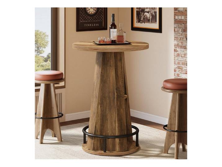 LuxusKollektion Stehtisch Stehtisch rund mit Stauraum 100cm braun (1-St)