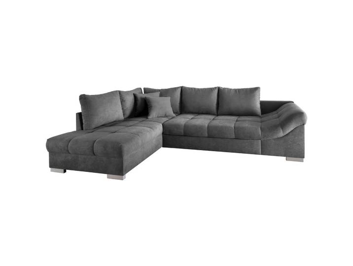 P & B Eckschlafsofa, Dunkelgrau, Holz, Buche, Füllung: Schaumstoff, 298x202 cm, Liegefunktion, Rücken echt, Armteil rechts, Schlafzimmer