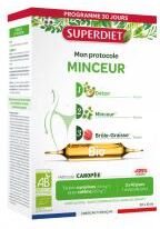 Superdiet Protocole Minceur Bio 30 Ampoules de 10 ml - Boîte 30 ampoules de 15 ml