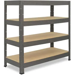shelfplaza PRO 90x100x60 cm Schwerlastregal in grau mit 4 Böden und 200 kg Traglast pro Boden