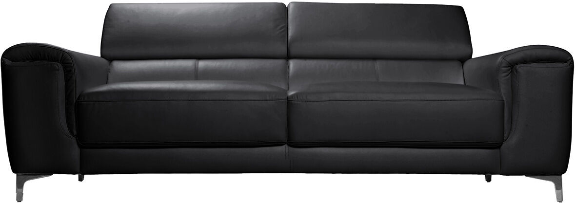 Miliboo Design-Ledersofa 3 Plätze mit Kopfstück zur Entspannung Schwarz NEVADA - Büffelleder