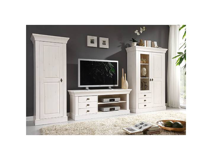 home24 Vitrinekast 108 x 163 x 45cm wit/wit grenenhout
