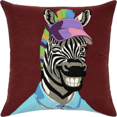 Dekokissen PAD "CLIFF", bunt (burgundy, gemustert), B:45cm L:45cm, Polyester, Dekokissen_Sitzkissen_Kissenhüllen, Hochwertige Zebra-Stickerei mit beeindruckender Detailtiefe