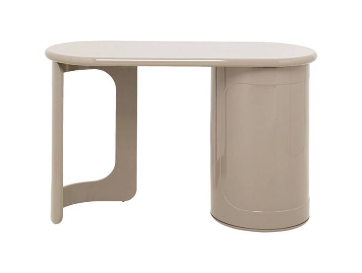 Bureau ovale taupe avec placard intégré