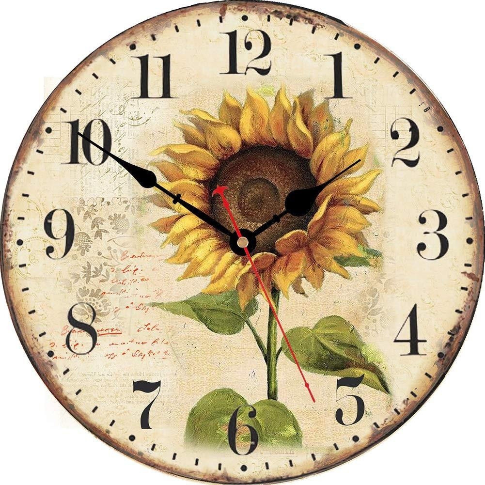Solidchoice Decoratieve Wandklok met Vintage Bloemen, Diameter: 34 cm