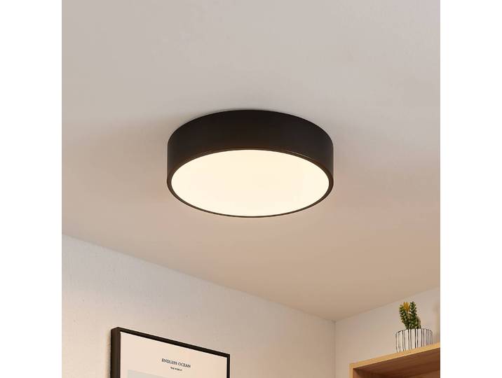 LED Deckenleuchte Simera Lindby, dimmbar, schwarz, für Wohn- / Esszimmer, Kunststoff, Modern