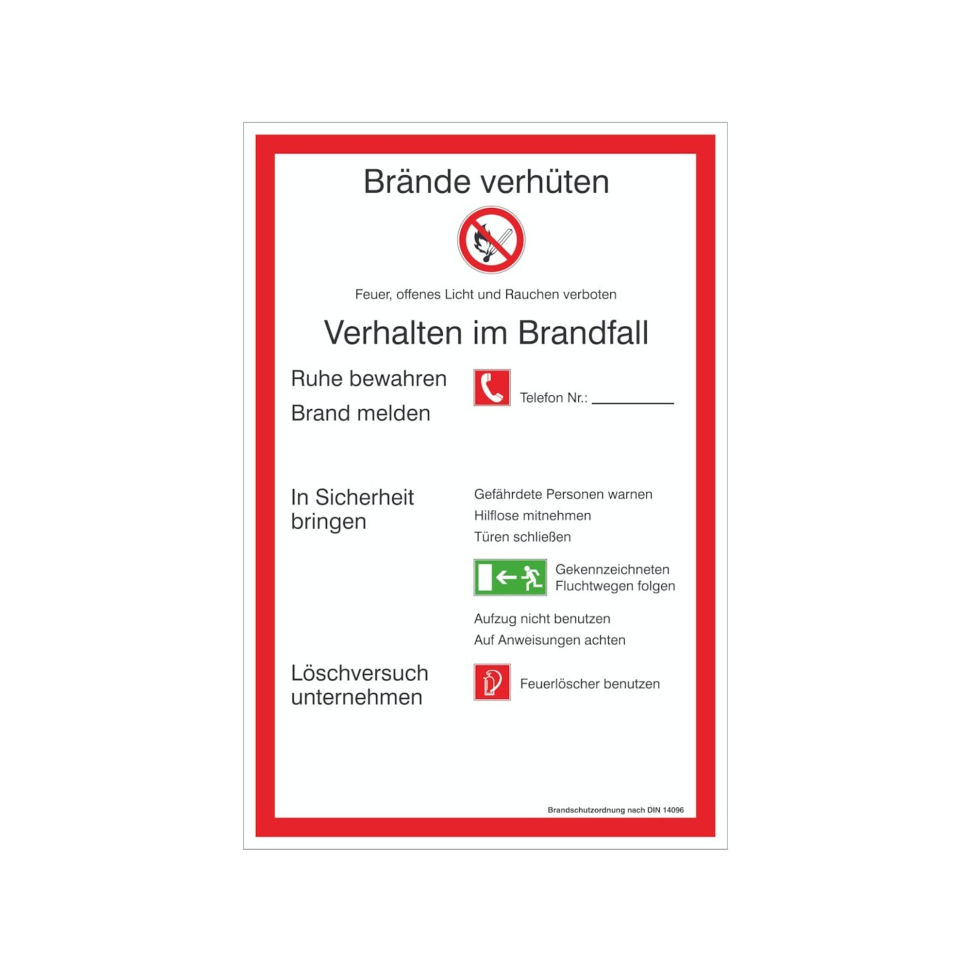 SafetyMarking Verbotsschild Kunststoff B200xH300 mm Brandschutzverordnung BRD ; wolk (43.A5960)