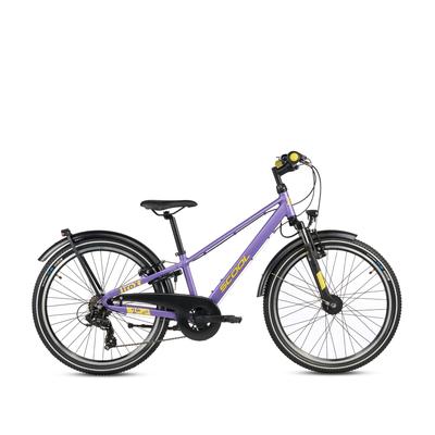Kinderfahrrad S’COOL "S'COOL troX pro" Gr. 35, lila (violet, gelb), Fahrräder, Kinder, 35cm, 24 Zoll (60,96cm)