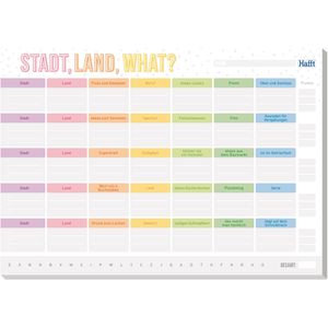 Häfft Spielblock 11130-2, Stadt Land What, ab 8 Jahre, 29,7 x 21cm, 50 Blatt