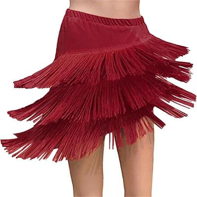 LightInthebox Samba Dancewear Women's Tassels Fringe Latin Dance Skirt Elastic Waist Modern Ballroom Salsa Samba Dancewearl Performance Costume