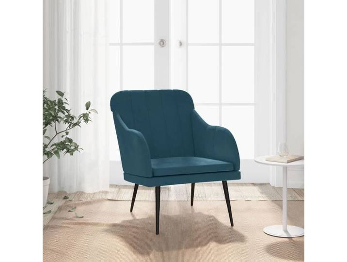(Bleu)Fauteuil individuel relax contemporain - SIGNOR - Chaise Bleu 63x76x80 cm Velours 886001