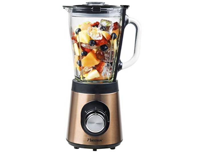 Bestron Standmixer, mit zwei Geschwindigkeitsstufen & Puls-Funktion, Behälter spülmaschinengeeignet, 500 Watt, 1,5 Liter, Farbe: Kupfer