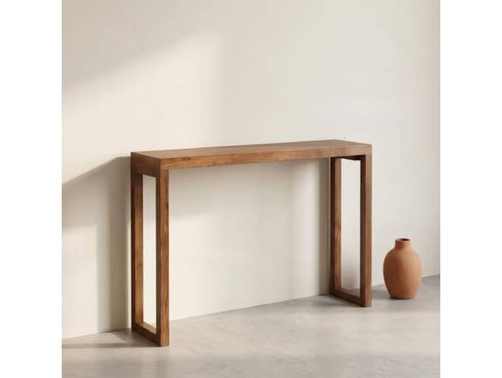 Moderner Konsolentisch, Schmaler Flurtisch Aus Holz, Sofa-Beistelltisch Massivholz-Konstruktion, Stabiles Eingangsmöbel, Platzsparendes Wohnzimmer-Design(Brown,59.1W *29.5 H/150*75cm)