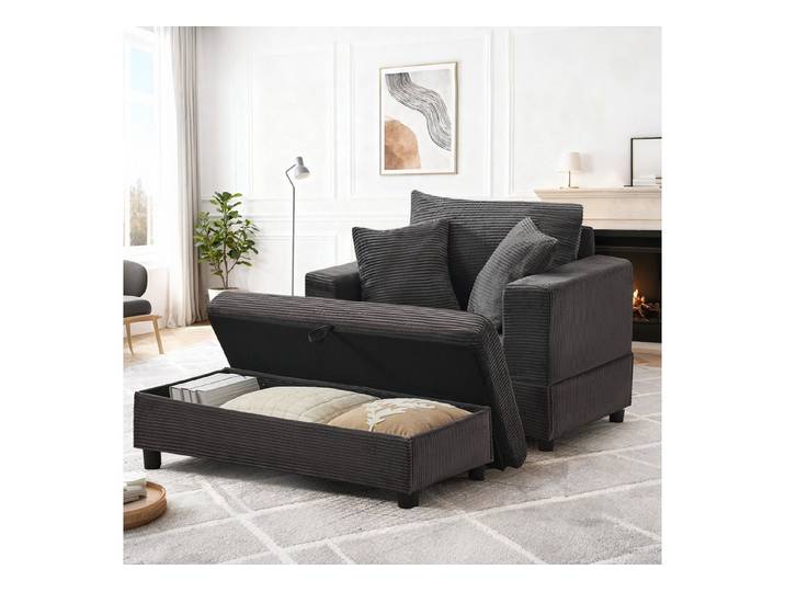 Odikalo Loungesofa Sofas wohnzimmer Einzelsofa Chaiselongue mit Fußablage & Stauraum, Lounge-Sofa mit 3 Kissen für Wohnzimmer & Schlafzimmer Komfortabel, kompakt und platzsparend
