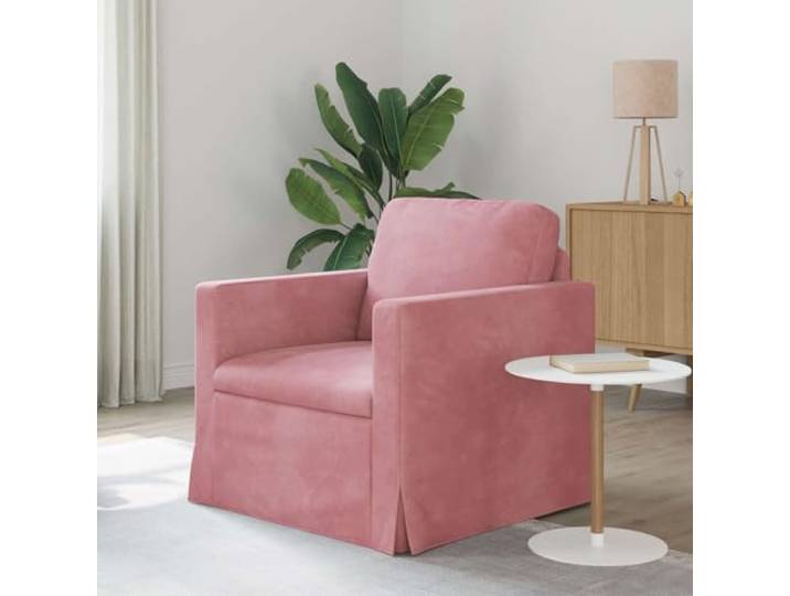 KFPOERTFGD Samt Sofa Rosa, Ergonomisches Design, 78x78x80 cm Metallrahmen Modulare Bauweise, Inklusive Holzarmlehnen, Leichte Montage