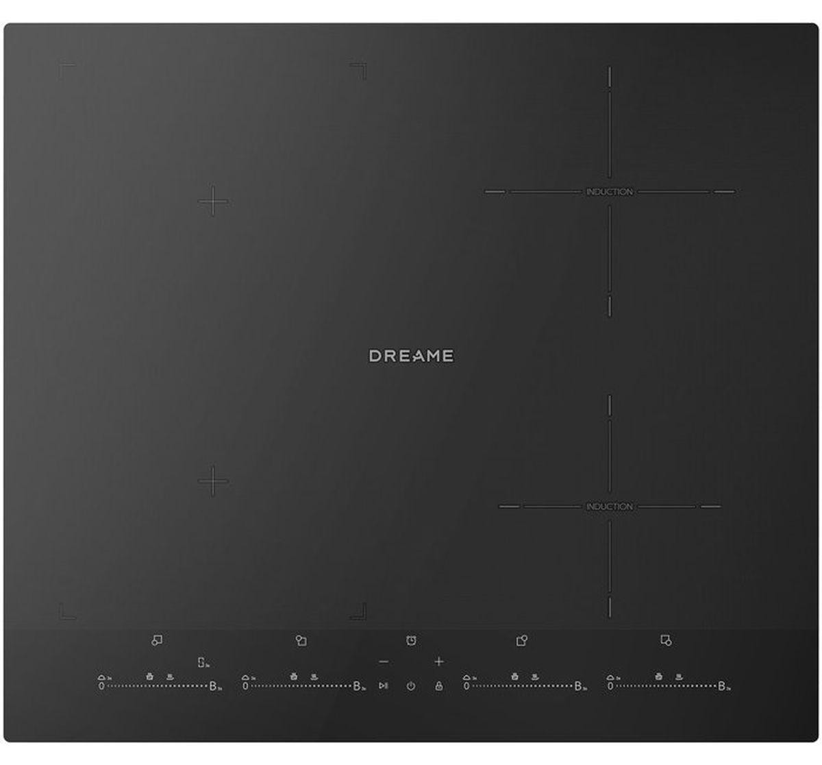 Dreame EZ60 inductiekookplaat, 60 cm, zwart glas, 4 zones met Expan-Heat-brug, Continuous-Field technologie, touch-schuifregelaars, 15 vermogensniveaus en boostfunctie