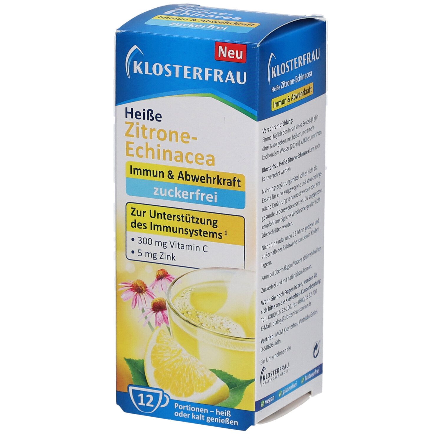 Klosterfrau heiße Zitrone-Echinacea zuckerfr.Gran. 12x4 g Granulat