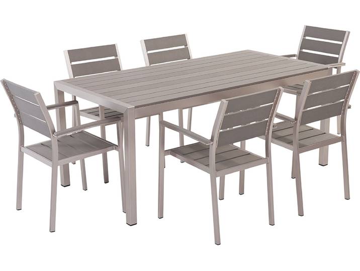 BELIANI Gartenmöbel Set Grau Aluminium Kunstholz 6-Sitzer Minimalistisch Terrasse Outdoor