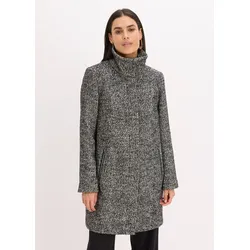 bonprix Kurzmantel aus softem Bouclé, schwarz, Gr.42, Figurschmeichelnder Mantel mit Reißverschluss umspielt die Hüfte