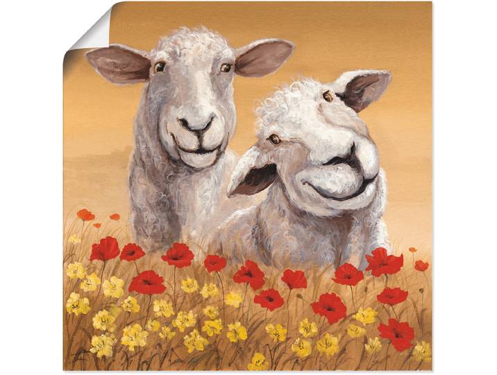 Poster ARTLAND Schafe , beige (farbe bild(er): naturfarben), B:50cm H:50cm, Bilder, Poster, ohne Rahmen