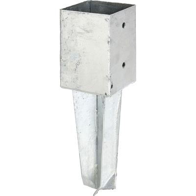 Bodenhülse ALBERTS, grau (feuerverzinkt), B:9,1cm T:9,1cm, Stahl, Bodenanker, feuerverzinkt, 91 x 91 mm