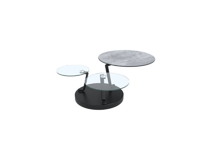 Ausziehbarer, flexibler Design Keramik Couchtisch „Boussole“ Keramik Silver Akante Design