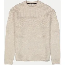 Grobstrickpullover mit Zopfmuster Beige L