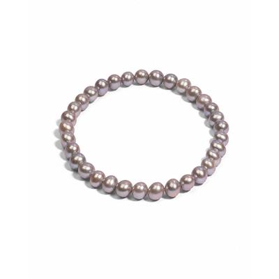 Perlenarmband DI PERLE "Süßwasserperlen Armschmuck Armband, 19 cm, grau", lila (grau), Armbänder, Damen, diperle_19, Perlen, Perlenarmband