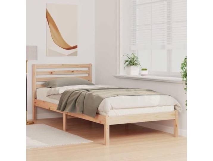 KTHLBRH Bettgestell, braun, 100 x 210 cm, Kiefer massiv Plattform-Design, glatte Oberfläche, minimalistischer Stil, rechteckig