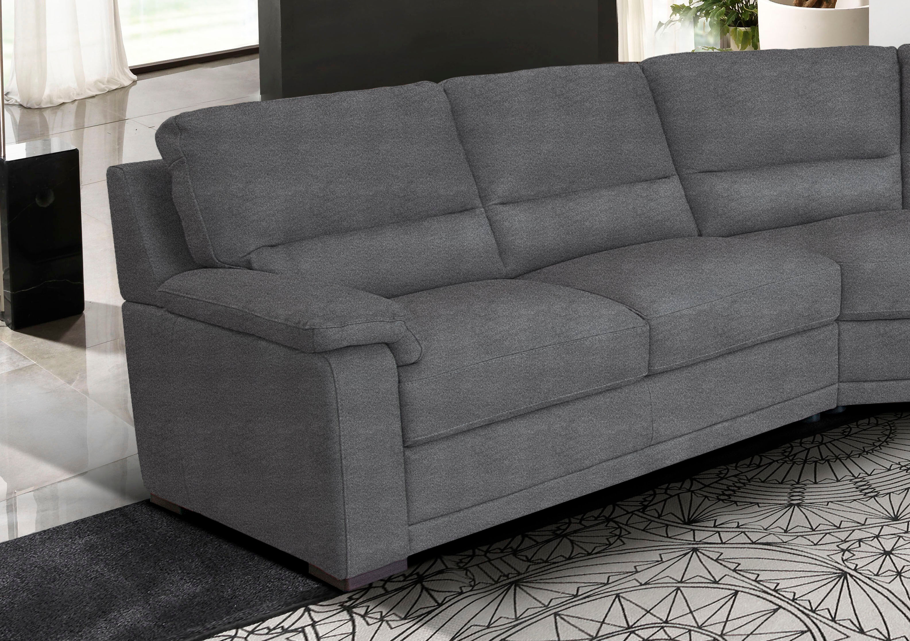 Ecksofa EGOITALIANO "Doris, modernes Designerecksofa in hochwertigen Microfaserqualitäten", grau (steingrau), B:266cm H:90cm T:246cm, Luxus-Micofaser CASHMERE in Lederoptik (100% Polyester) ist ein neues technisches Gewebe mit einem visuellen und taktilen