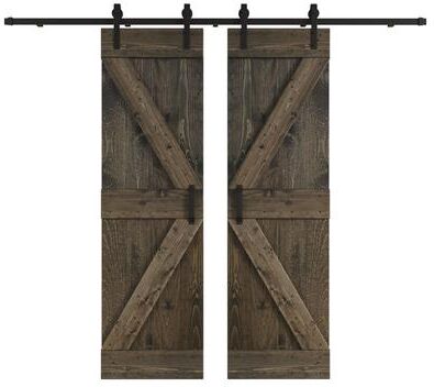 Coast Sequoia Inc Coast Sequoia 48in/60in/72in/76in/84in x 84in K Series Pine Wood Double Sliding Barn Door With Hardware Kit