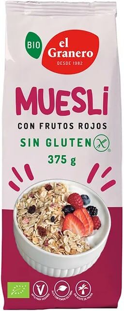 El Granero Integral Muesli Com Frutos Vermelhos Sem Glúten Bio 375g Frutos Vermelhos