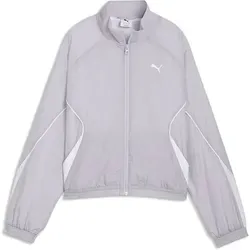 PUMA Damen Jacke SPORT Relaxed Woven Full-Zip Jacket, Größe L in Silber Silber