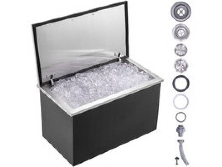 VEVOR Bac à Glace Encastrable 78,37 L 610x508x382 mm, Boîte Isotherme pour Glace en Acier Inoxydable, avec Couvercle à Charnière, Conservateur à Glaçons pour Boissons Bières Fraîches, Cuisine, Bar