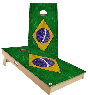 Skip's Garage Brazil Flag Outdoor Cornhole Board Set